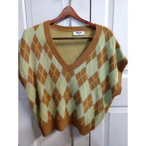 Argyle Pattern V-Neck Sweater Vest Medium By Double Zero